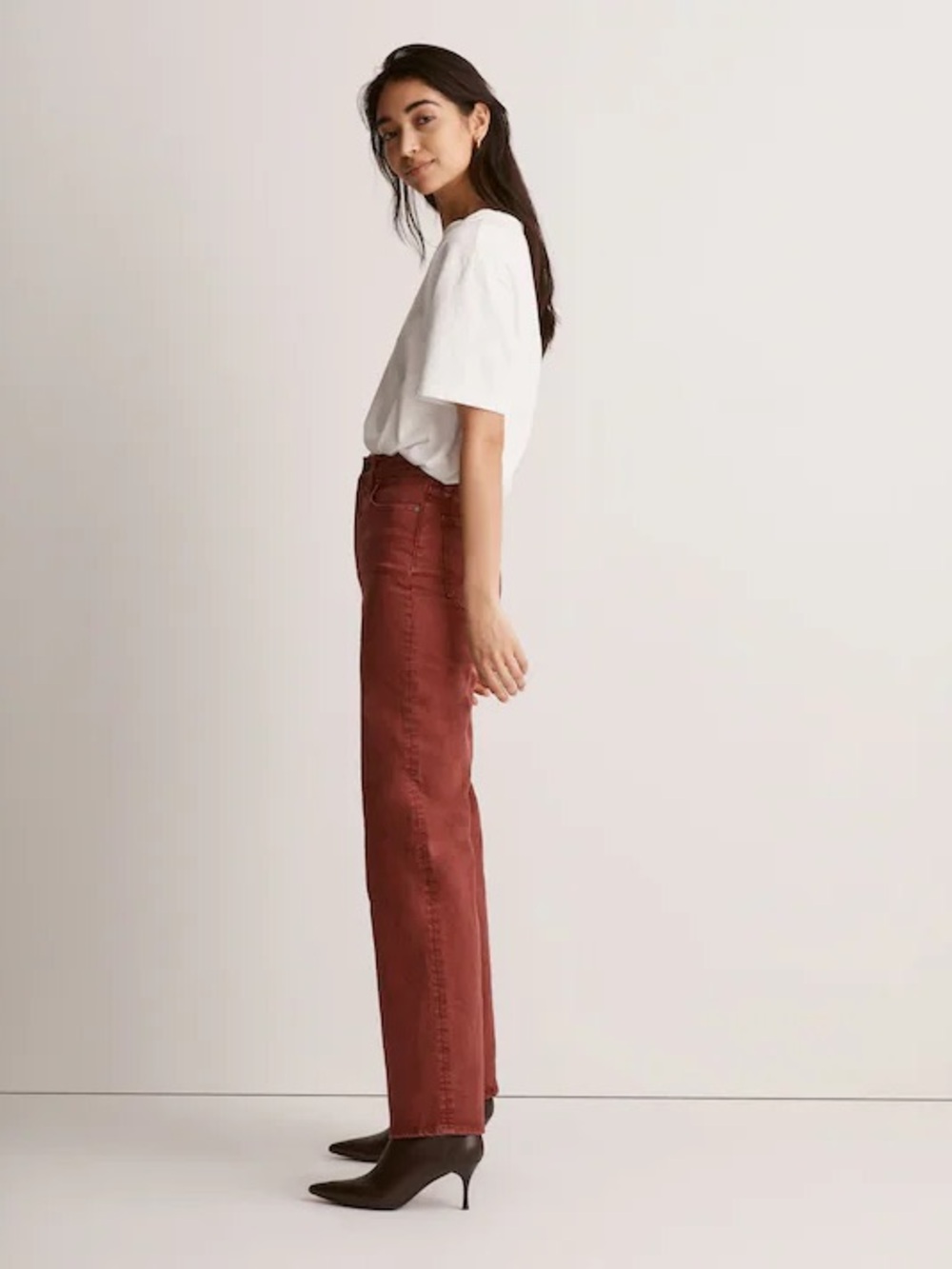NWT Madewell The Perfect Vintage Wide-Leg Jean in Rich Burgundy - Picture 3 of 8